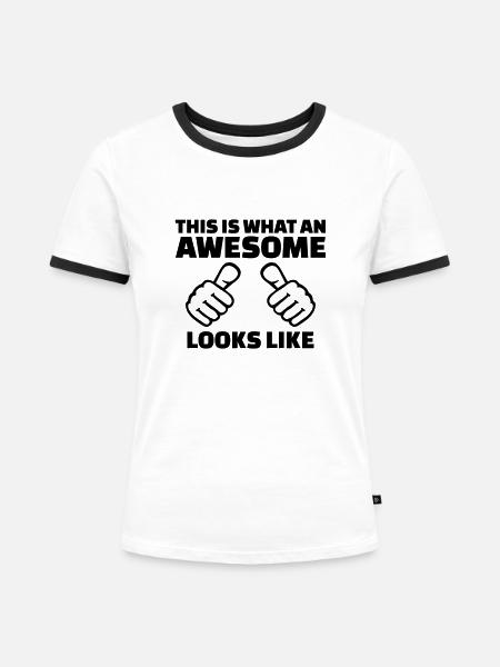 Awesome - Frauen Kontrast-T-Shirt - Weiß/Schwarz