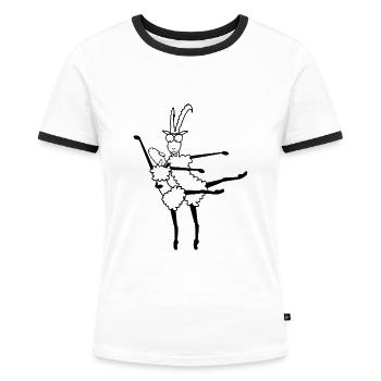 Lustiges Tanzpaar Ballett - Frauen Kontrast-T-Shirt - Weiß/Schwarz - Vorne - Selfina (174cm)