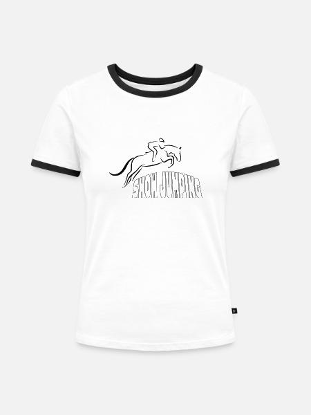SHOW JUMPING - Frauen Kontrast-T-Shirt - Weiß/Schwarz