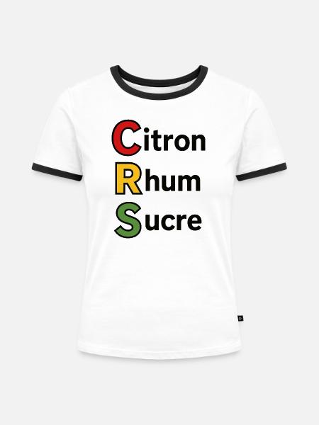 Zitrone, Rum, Zucker - Frauen Kontrast-T-Shirt - Weiß/Schwarz