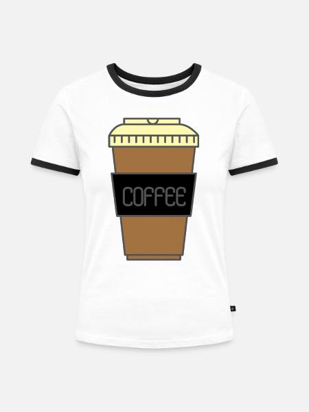 Kaffeeliebhaber - Frauen Kontrast-T-Shirt - Weiß/Schwarz