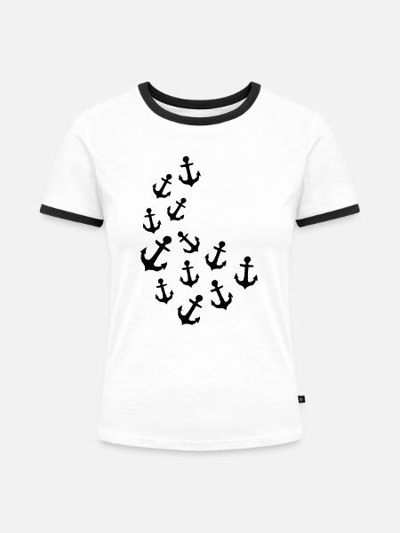 Anker Parade - Frauen Kontrast-T-Shirt - Weiß/Schwarz