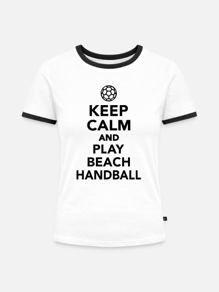 Beachhandball - Frauen Kontrast-T-Shirt - Weiß/Schwarz