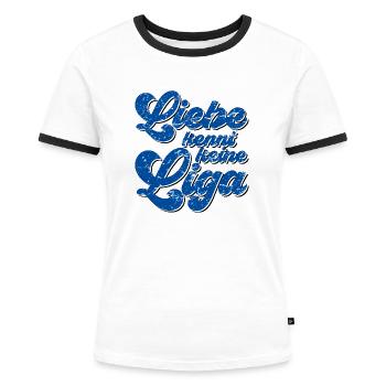 LIEBE KENNT KEINE LIGA - Frauen Kontrast-T-Shirt - Weiß/Schwarz - Vorne - Selfina (174cm)