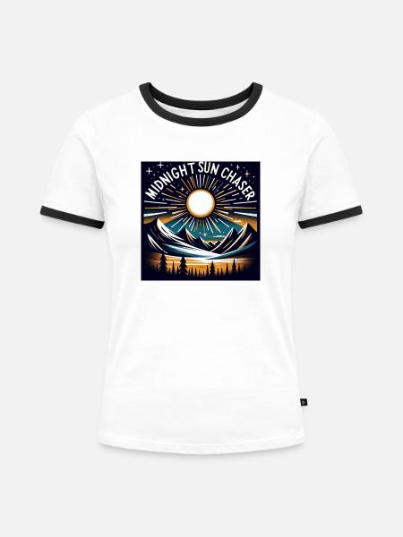 Mitternachtssonne Jäger - Frauen Kontrast-T-Shirt - Weiß/Schwarz