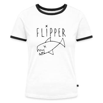 Flipper - Frauen Kontrast-T-Shirt - Weiß/Schwarz - Vorne - Selfina (174cm)