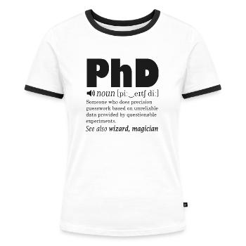 PhD - Frauen Kontrast-T-Shirt - Weiß/Schwarz - Vorne - Selfina (174cm)