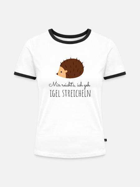 Igel streicheln - Frauen Kontrast-T-Shirt - Weiß/Schwarz