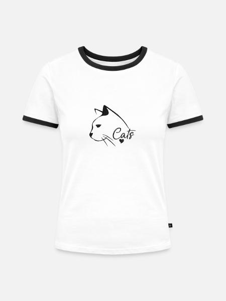 Cats - Frauen Kontrast-T-Shirt - Weiß/Schwarz