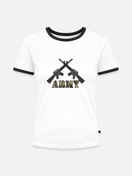 ARMY Armee Militär Waffe - Frauen Kontrast-T-Shirt - Weiß/Schwarz