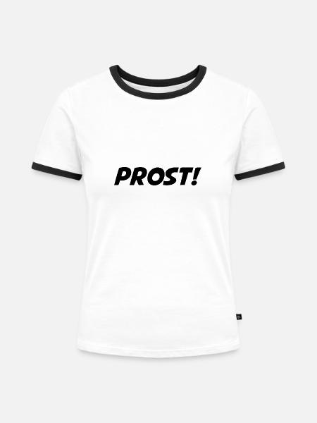 Prost Geschenk - Frauen Kontrast-T-Shirt - Weiß/Schwarz