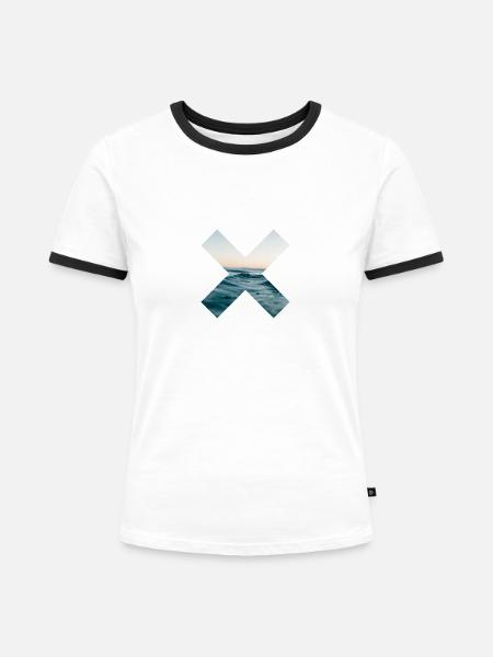 Surf Ocean - Frauen Kontrast-T-Shirt - Weiß/Schwarz