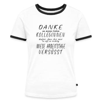 Arzthelferin MFA Bäckerin Büro Kollegin Geschenk - Frauen Kontrast-T-Shirt - Weiß/Schwarz - Vorne - Selfina (174cm)