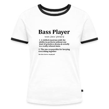 Bass Player Gitarre Musik Geschenk Note - Frauen Kontrast-T-Shirt - Weiß/Schwarz - Vorne - Selfina (174cm)