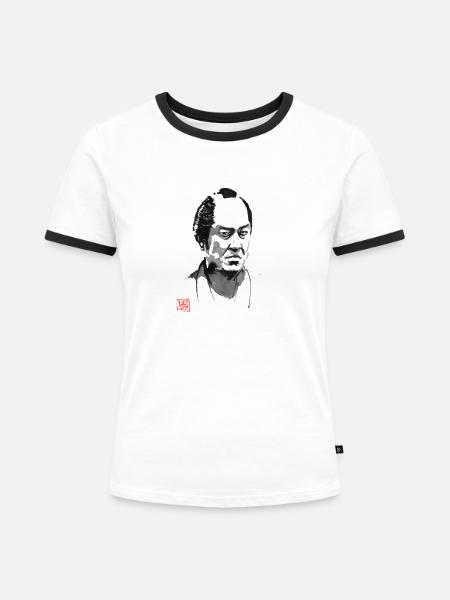 Bad Samurai Porträt - Frauen Kontrast-T-Shirt - Weiß/Schwarz