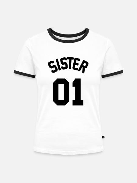 Sister 01 - Frauen Kontrast-T-Shirt - Weiß/Schwarz