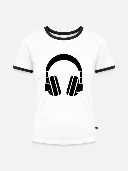 Gaming-Headset - Frauen Kontrast-T-Shirt - Weiß/Schwarz