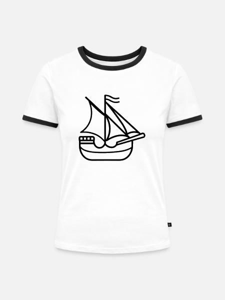 Piratenschiff - Frauen Kontrast-T-Shirt - Weiß/Schwarz