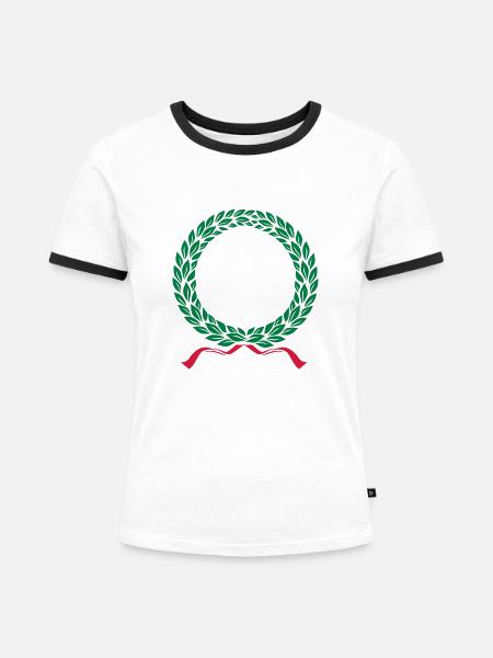 VICTORY LAUREL CROWN - Frauen Kontrast-T-Shirt - Weiß/Schwarz