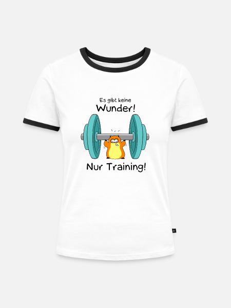 Keine Wunder - nur Training - Frauen Kontrast-T-Shirt - Weiß/Schwarz