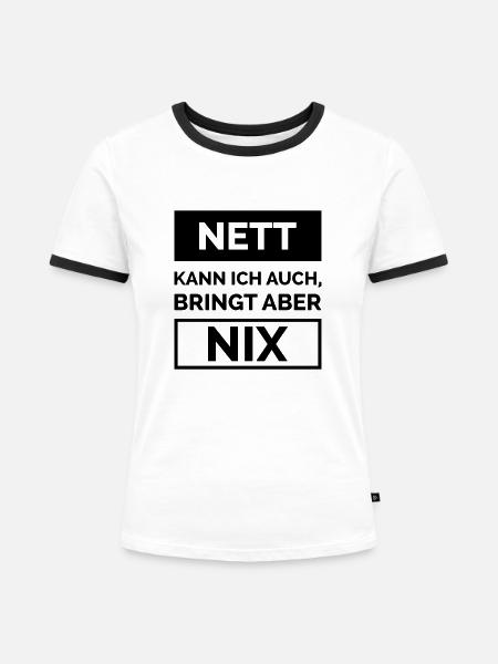 nett nix - Frauen Kontrast-T-Shirt - Weiß/Schwarz
