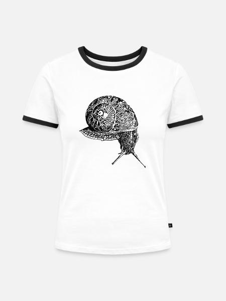 Weinbergscnnecke (DPP, Lineart) - Frauen Kontrast-T-Shirt - Weiß/Schwarz
