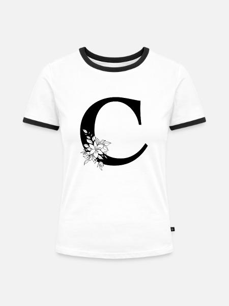 Buchstabe C - Frauen Kontrast-T-Shirt - Weiß/Schwarz
