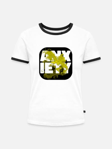 Anxiety gelb - Frauen Kontrast-T-Shirt - Weiß/Schwarz