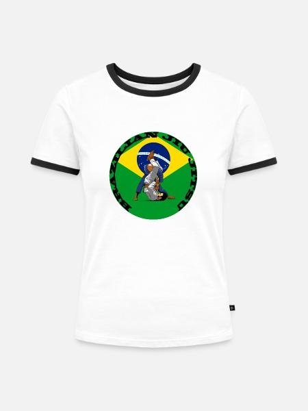 BJJ BRAZILIAN - Frauen Kontrast-T-Shirt - Weiß/Schwarz