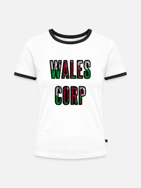 Wales - Frauen Kontrast-T-Shirt - Weiß/Schwarz