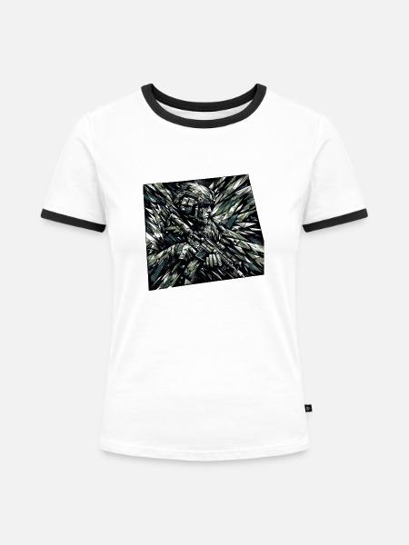Kristallisierter Wächter - Frauen Kontrast-T-Shirt - Weiß/Schwarz