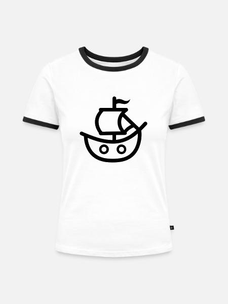 Piratenschiff - Frauen Kontrast-T-Shirt - Weiß/Schwarz