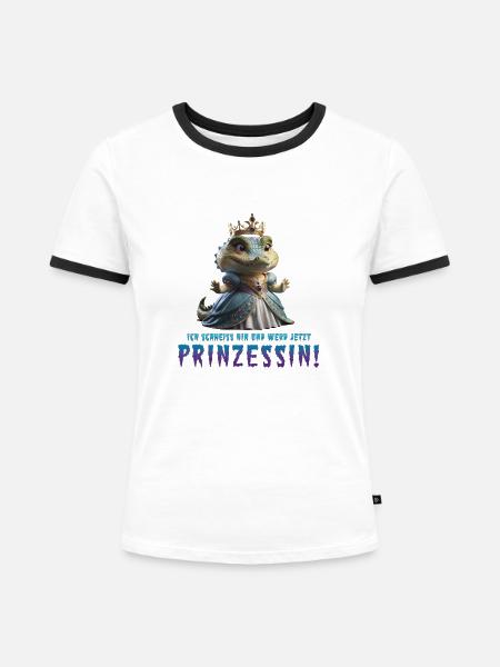 Kroko Prinzessin 03 - Frauen Kontrast-T-Shirt - Weiß/Schwarz