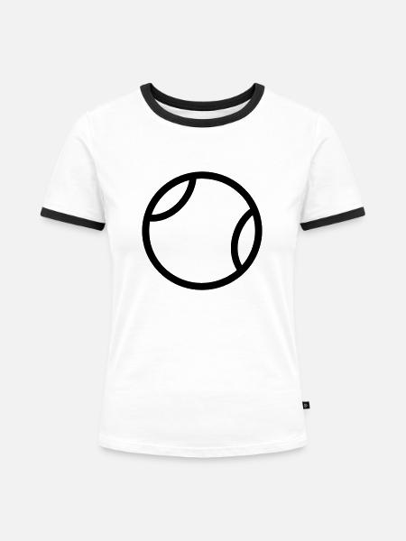 Tennisball - Frauen Kontrast-T-Shirt - Weiß/Schwarz