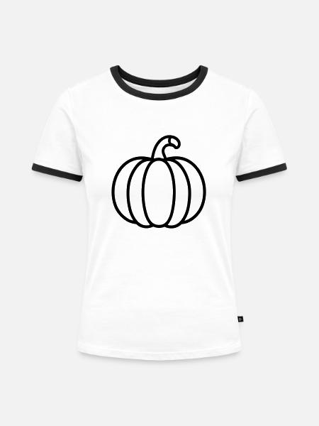 Kürbis - Frauen Kontrast-T-Shirt - Weiß/Schwarz