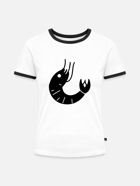 Garnele - Frauen Kontrast-T-Shirt - Weiß/Schwarz
