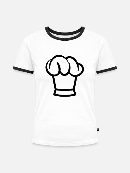 Küchenchef - Frauen Kontrast-T-Shirt - Weiß/Schwarz
