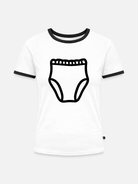 Schicht - Frauen Kontrast-T-Shirt - Weiß/Schwarz