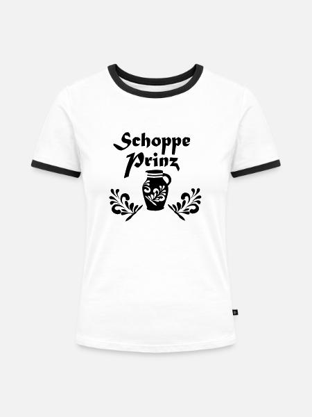 Schoppe Prinz Apfelwein - Frauen Kontrast-T-Shirt - Weiß/Schwarz