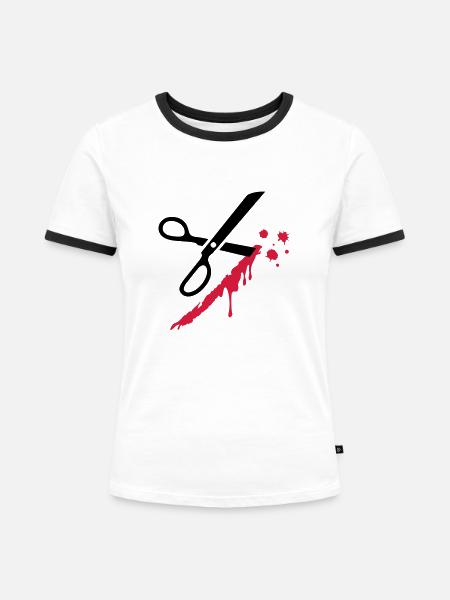 schere - Frauen Kontrast-T-Shirt - Weiß/Schwarz