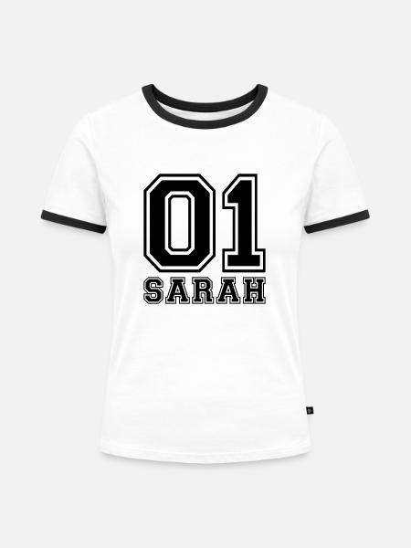 Sarah - Name - Frauen Kontrast-T-Shirt - Weiß/Schwarz