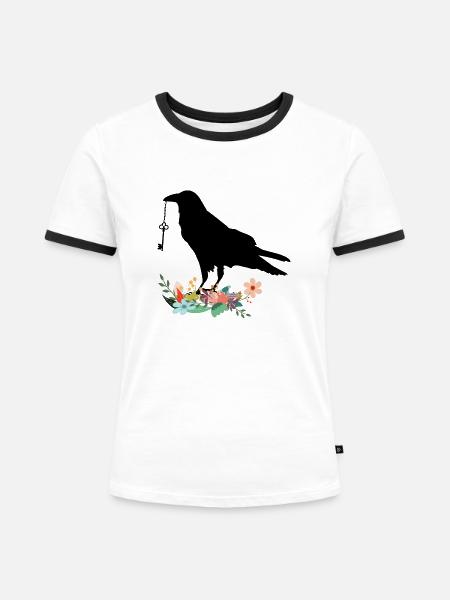 Rabe - Frauen Kontrast-T-Shirt - Weiß/Schwarz
