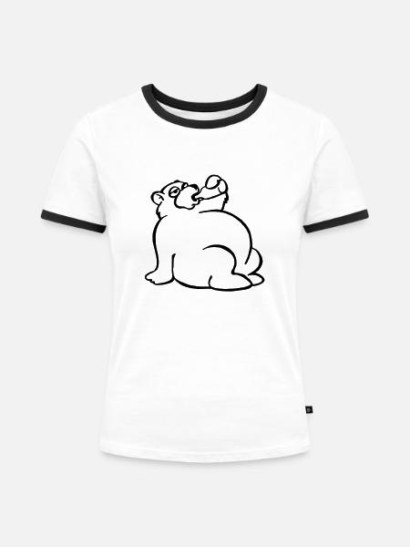 Saufbär - Frauen Kontrast-T-Shirt - Weiß/Schwarz