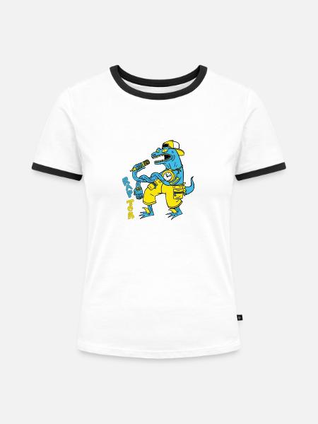 rapTor - Frauen Kontrast-T-Shirt - Weiß/Schwarz