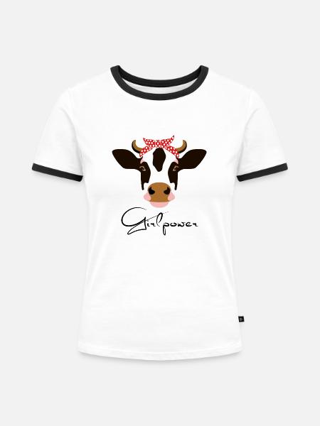 Girlpower - Frauen Kontrast-T-Shirt - Weiß/Schwarz