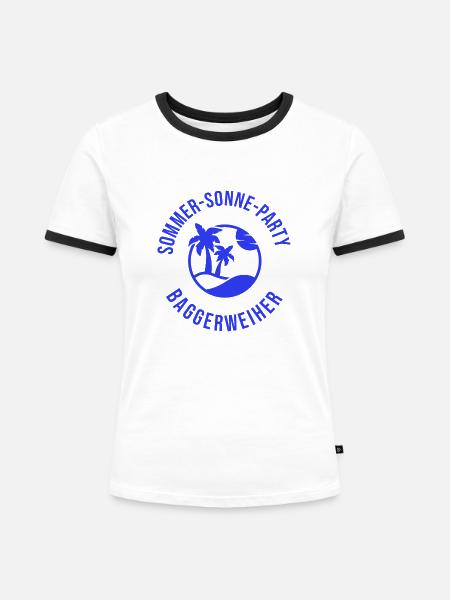Baggerweiher - Frauen Kontrast-T-Shirt - Weiß/Schwarz