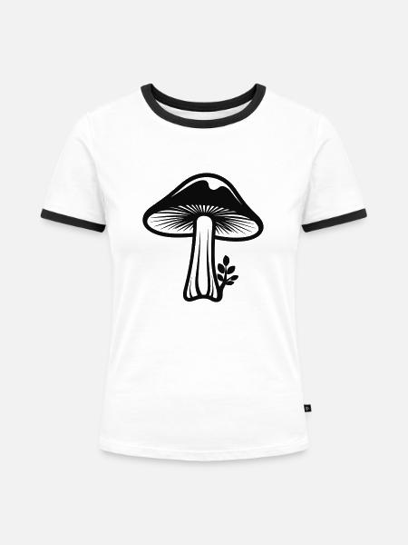Pilz - Frauen Kontrast-T-Shirt - Weiß/Schwarz