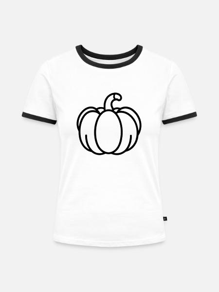 Kürbis - Frauen Kontrast-T-Shirt - Weiß/Schwarz