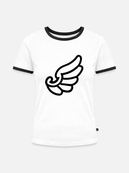 Engelsflügel - Frauen Kontrast-T-Shirt - Weiß/Schwarz