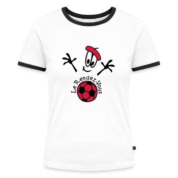 Fußball Germany Comic - Frauen Kontrast-T-Shirt - Weiß/Schwarz - Vorne - Selfina (174cm)